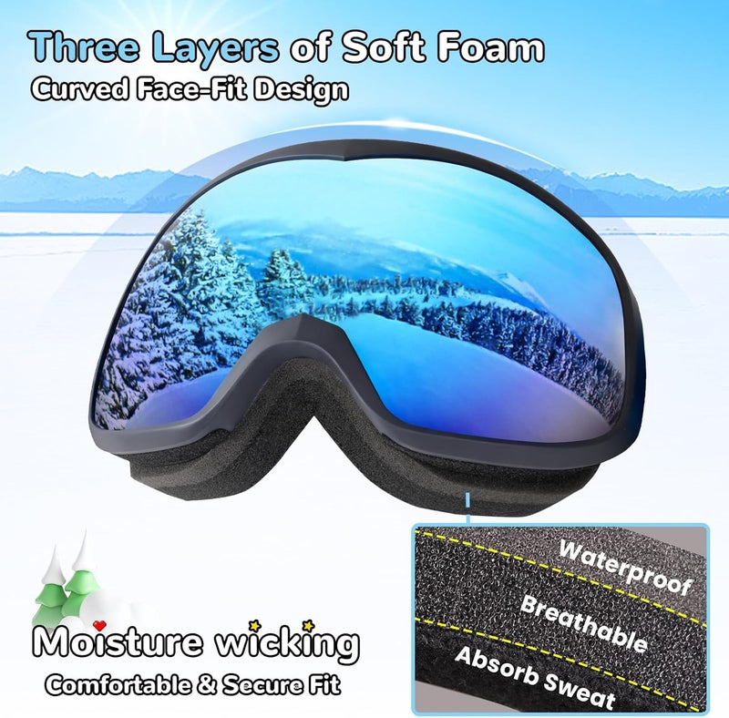 Keary Kids Ski Goggles for 3-14 Snowboard Goggles Kids Toddler Boys Girls Youth Snow Goggles 100% UV Protection Anti-Fog - Image 5